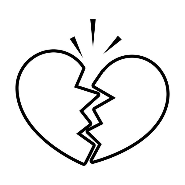 pop art στοιχεία έννοια, ραγισμένη καρδιά εικονίδιο, στυλ γραμμή - Διάνυσμα, εικόνα