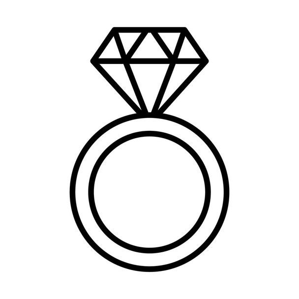 diamond ring icon, line style - Vector, Image