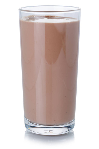Chocolate milk shake milkshake in a glass isolated on a white background - Zdjęcie, obraz