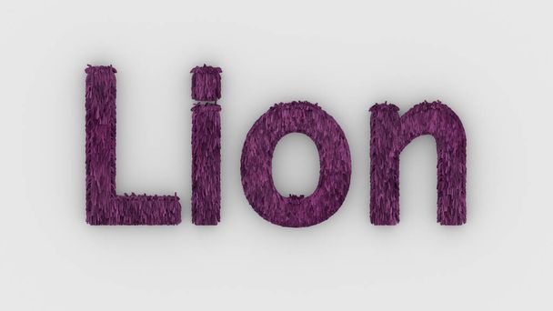 Lion - 3d sana vaaleanpunainen valkoisella taustalla. Tee karvaisia kirjeitä. suunnittelumalli. Afrikkalainen leijona ja yö Afrikassa. Afrikkalainen Savannah maisema, eläinten kuningas. - Valokuva, kuva