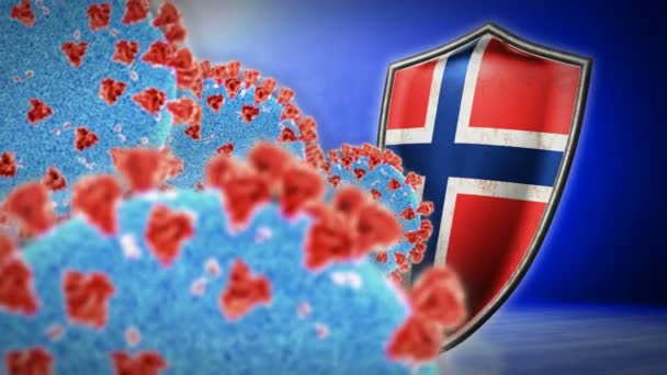 luta da Noruega com coronavírus - 3D renderizar animação loop sem costura - Filmagem, Vídeo