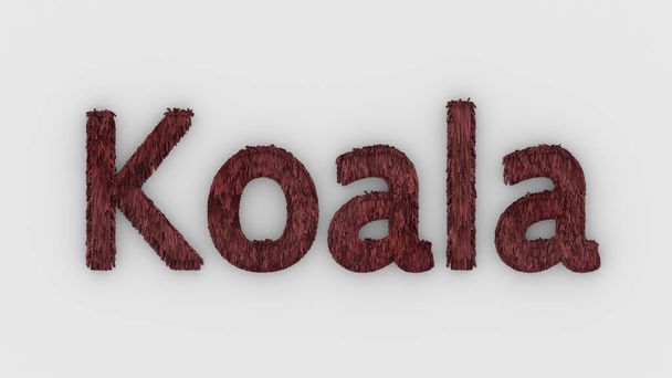 Koala - 3d słowo czerwony na białym tle. renderowanie futrzanych liter. Australia zwierząt, australijski nagły wypadek, pomóc ogień emblemat projektowania szablonu. Kliniki weterynaryjne schroniska dla zwierząt bezdomnych ilustracja - Zdjęcie, obraz