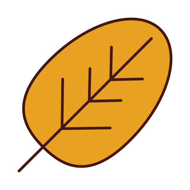 línea botánica follaje de hoja amarilla y el icono de relleno - Vector, imagen