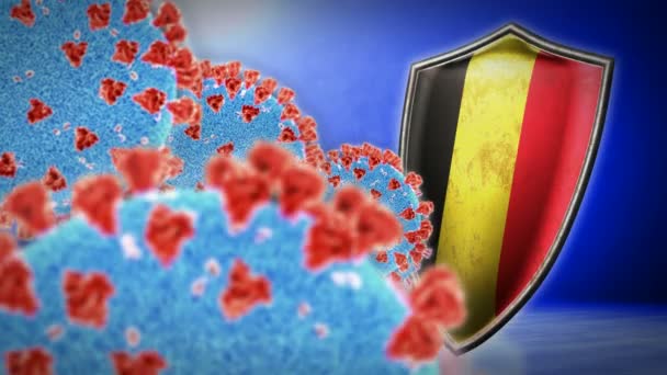 καταπολέμηση του Βελγίου με coronavirus - 3D καθιστούν απρόσκοπτη βρόχο animation - Πλάνα, βίντεο