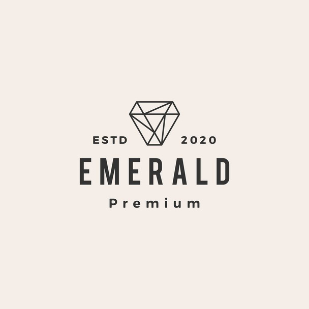 esmeralda gema hipster logotipo do vintage ícone do vetor ilustração - Vetor, Imagem
