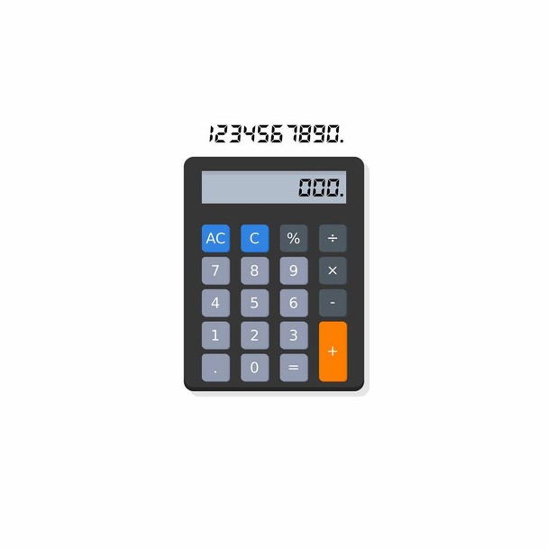 Kalkulačka a digitální číslo Izolovaný vektor ikony Stín. - Vektor, obrázek