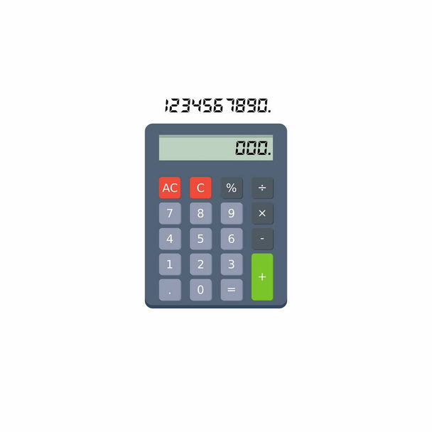 Calculadora y número digital Blanco Icono de fondo vector aislado. - Vector, imagen