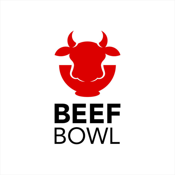 hovězí miska logo zdravé kuchyně maso ulice potravinářský průmysl moderní design šablona nápad - Vektor, obrázek