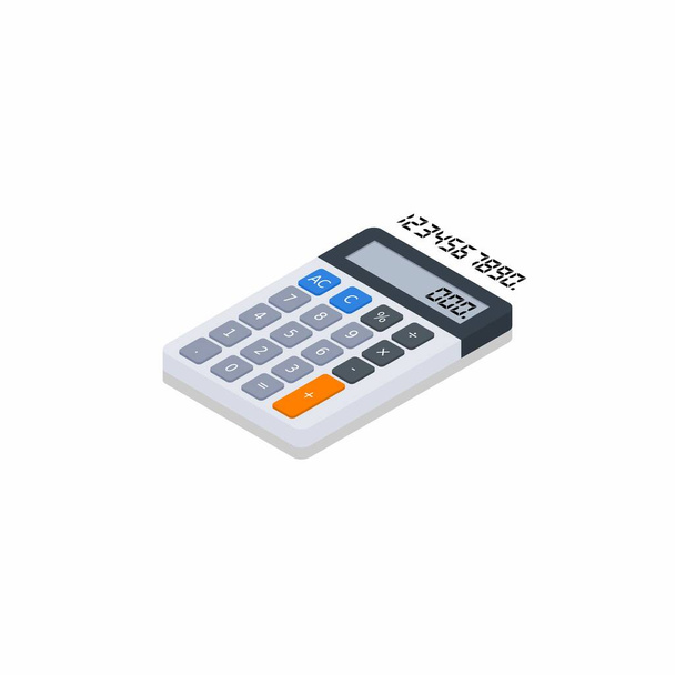 Calculator and Digital number left view Shadow icon vector isometric. - Vector, Image