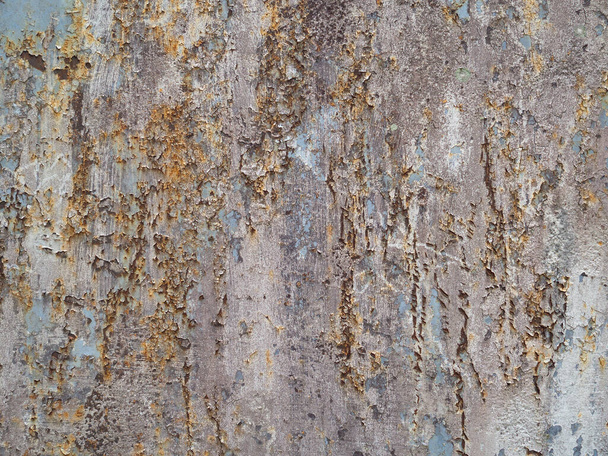 Marco completo de pintura agrietada de hierro oxidado sobre una vieja lámina metálica de metal oxidado con pintura agrietada y escamosa. Espacio para texto - Foto, imagen