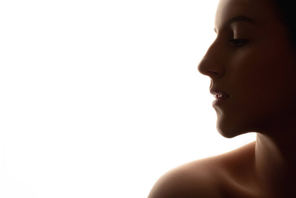 skincare procedure silhouette portrait woman - 写真・画像