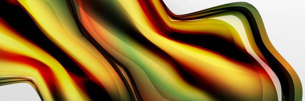 Vektor elvont háttér, áramló folyadék stílusú buborék fémes, színes gyorsezüst króm textúra és színes ragyogás hatások - Vektor, kép