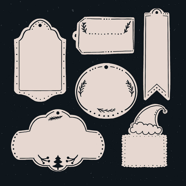 Blank gift tags template. Different shapes of paper labels for Christmas and another holidays - Vector, Image