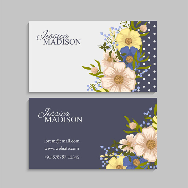Flower business cards light blue vector illustration - Vector, afbeelding