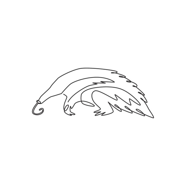 One continuous line drawing of large anteater for logo identity. Концепция талисмана насекомых для иконы национального парка охраны природы. Современная графическая векторная иллюстрация рисунка - Вектор,изображение