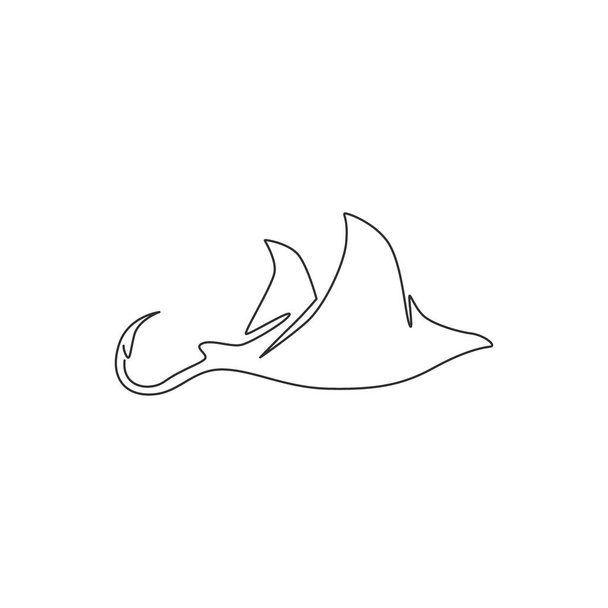 Однорядковий безперервний лінійний малюнок чарівного слізного лотка для морської ідентичності логотипу. Концепція талісмана морських променів для піктограми водного шоу. Сучасний дизайн одної лінії Векторні ілюстрації
 - Вектор, зображення