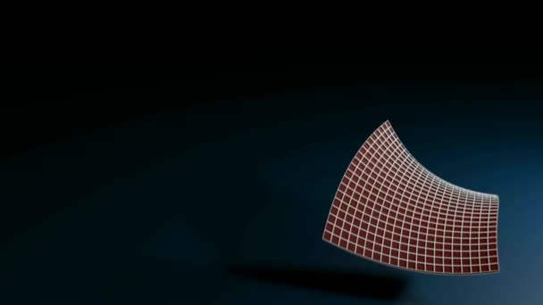 A red grid abstract surface is flying on the right bottom corner, over a dark black background - 3D rendering illustration - Footage, Video