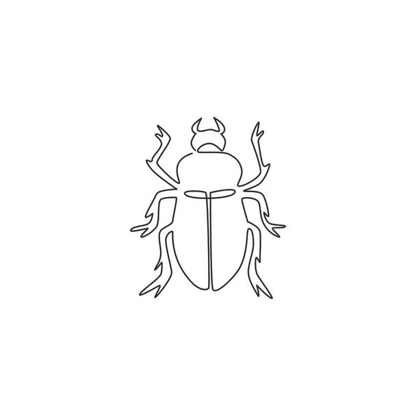 Single continuous line drawing of adorable beetle for company logo identity. Tiny bug mascot concept for insect lover club icon. Modern one line draw design graphic vector illustration - Vector, Image