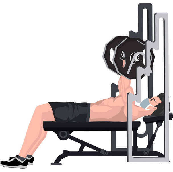 Muž dělá fitness pomocí bench press v tělocvičně - Fotografie, Obrázek