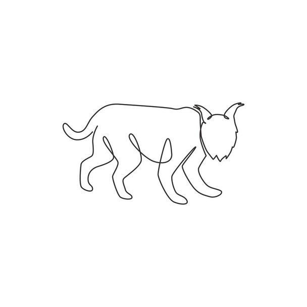 Egy folyamatos rajza vad hiúz céges logó identitás. Macska emlős állat kabala koncepció nemzeti természetvédelmi park ikon. Modern egyvonalas rajz design vektor illusztráció - Vektor, kép