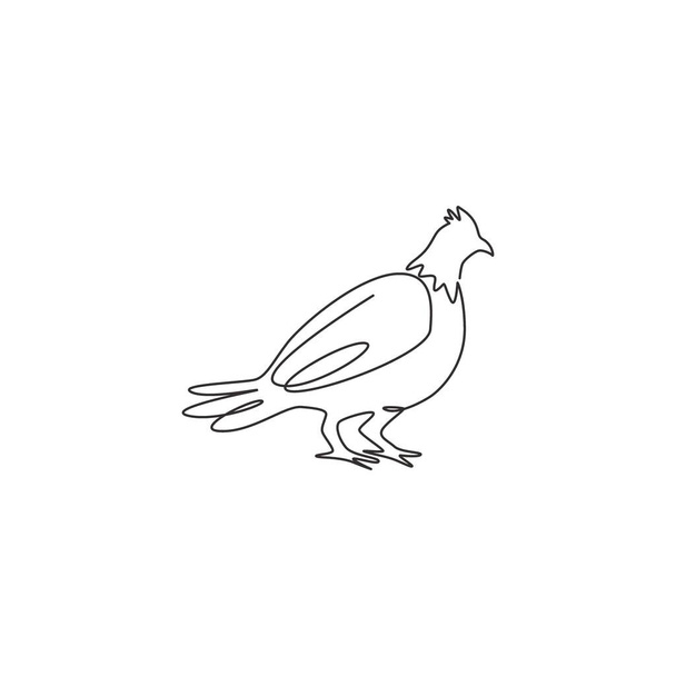 Single continuous line drawing of cute grouse bird for company logo identity. Game bird festival mascot concept for United Kingdom culture icon. Modern one line draw design vector graphic illustration - Vector, Image