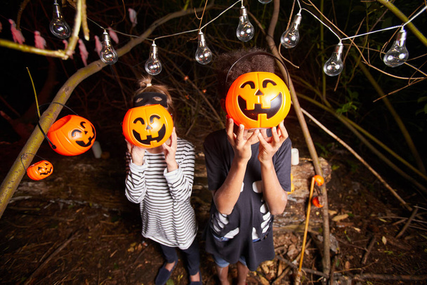 Kids with pumpkin faces - Photo, Image