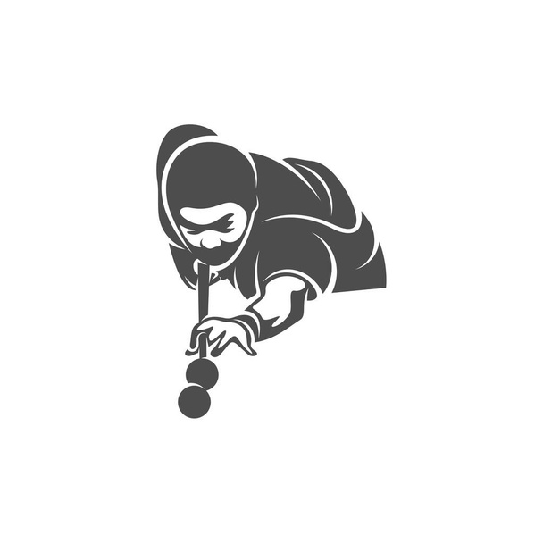 Вектор дизайна логотипа игрока Бильярд. Иллюстрация. Бильярд с силуэтом игрока - Вектор,изображение