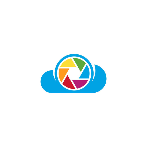 Modello vettoriale di progettazione del logo della fotocamera cloud, concetti del logo della fotografia fotografica - Vettoriali, immagini