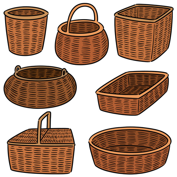 vector set of wicker baskets - Vector, Image