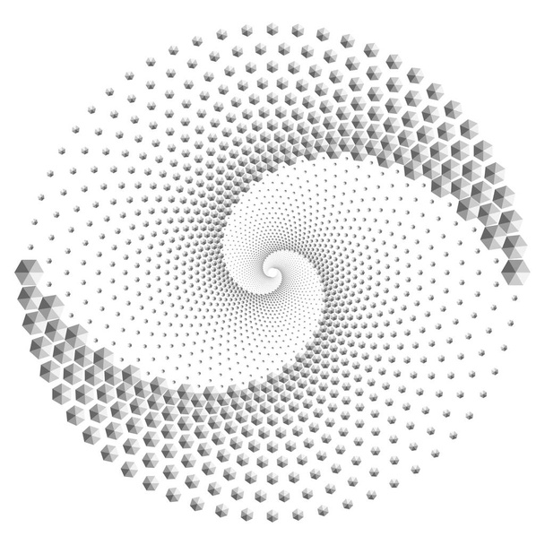 Tečkovaný půltónový vektorový spirálový barevný vzor nebo textura. Stipple Dot pozadí s šestiúhelníky - Vektor, obrázek