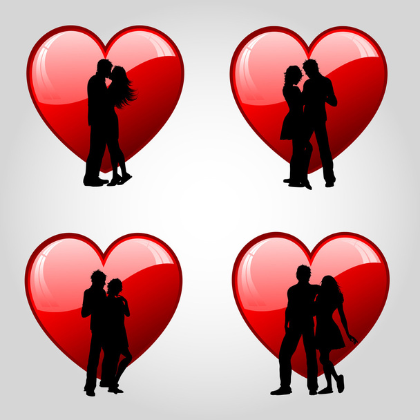 Casais e corações
 - Vetor, Imagem