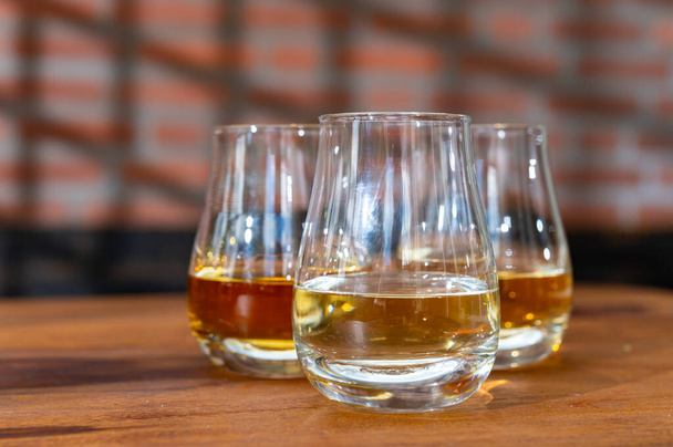 Ochutnávka skotské whisky v tradičním starém domě se stínem z dřevěných britských oken - Fotografie, Obrázek