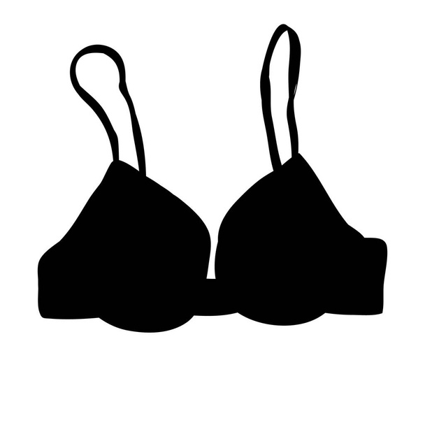vector, isolated, black silhouette of lingerie, bra - Vector, Image