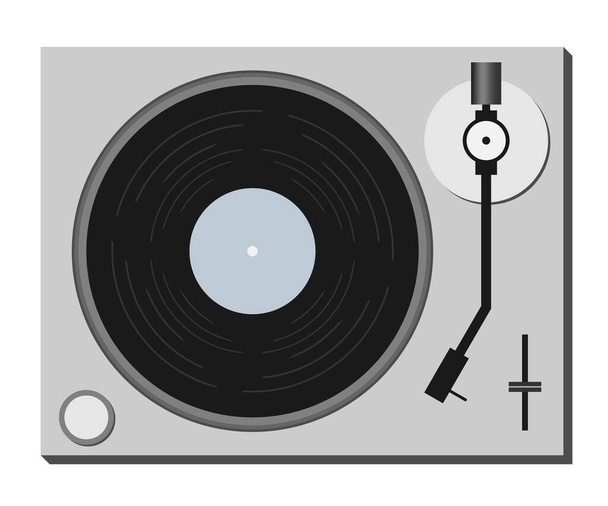 Símbolo sencillo del tocadiscos plano aislado en blanco - Vector, Imagen