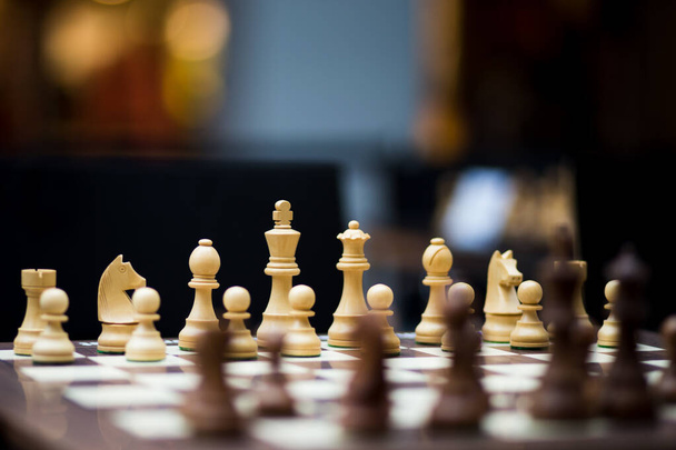Chessboard with pawns and great depth of field - Photo, Image
