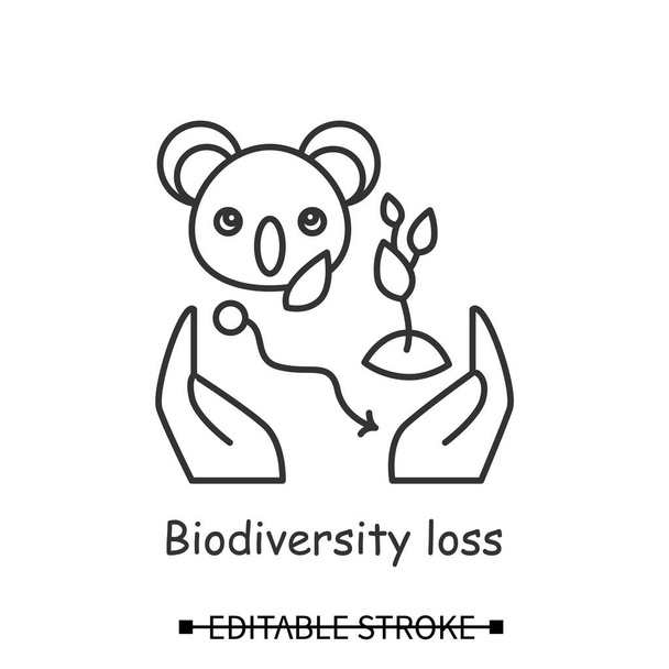 Vahşi yaşamı koruma ikonu. Biyolojik çeşitlilik kaybı, bitki ve hayvan bakımı basit vektör çizimleri - Vektör, Görsel