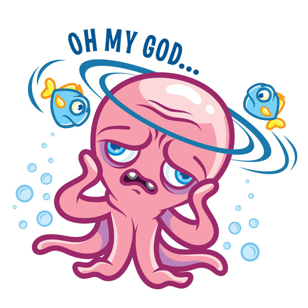 Hauska vektori tunteita Octopus - Vektori, kuva