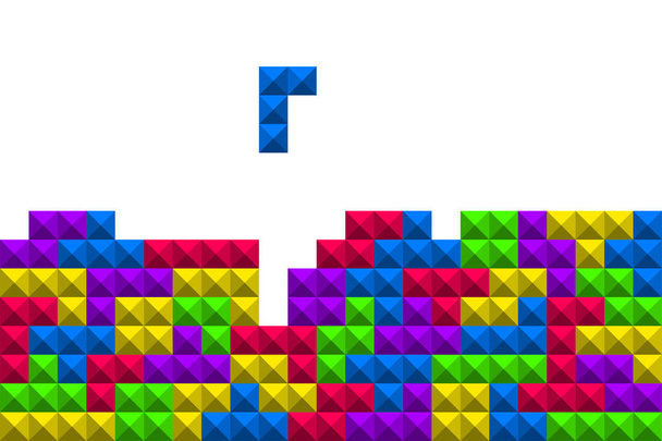 Tetris-Spiel. Abstraktes nahtloses Muster. Geometrische Form. Nahtloses Vektormuster. Vektorisolierte Illustration. EPS 10 - Vektor, Bild
