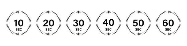 Timer chronometer countdown ingesteld. Vector geïsoleerde collectie digitale elementen. Stopwatch zwarte vector set. Klok of bekijk geïsoleerde vectorverzameling. EPS 10 - Vector, afbeelding