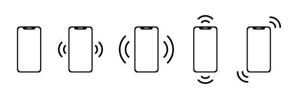 電話のアイコンをリンギング。黒いベクトルリンギングの分離されたスマートフォンのアイコンのセット。アイコンの振動電話ベクトルコレクション。EPS 10 - ベクター画像
