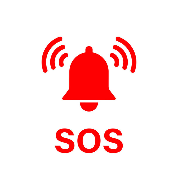 Значок SOS Bell. Векторный изолированный знак аварийной сигнализации. Сигнал SOS. Вектор запасов. EPS 10 - Вектор,изображение
