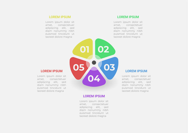 Moderne infographics template. Presentatie business infographic met 5 opties. Vectorontwerp voor brochure, diagram, schema, workflow, webdesign, jaarverslag. - Vector, afbeelding