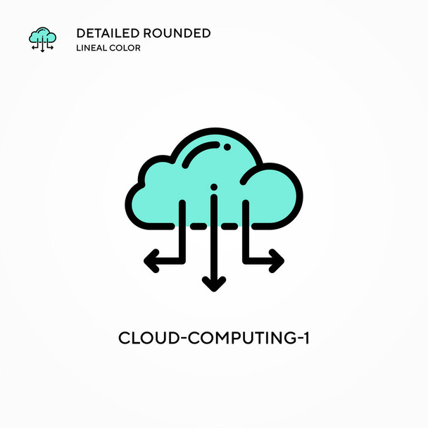 Cloud-Computing-1ベクトルアイコン。現代のベクトル図の概念。編集とカスタマイズが簡単. - ベクター画像