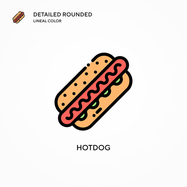 Ícone vetorial Hotdog. Conceitos modernos de ilustração vetorial. Fácil de editar e personalizar. - Vetor, Imagem