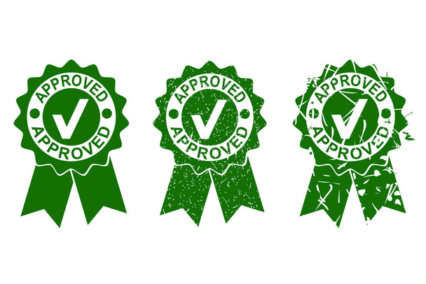 Efecto de sello de goma verde de estilo Vector 3 simple, aprobado aislado en blanco - Vector, imagen