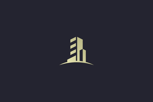Luxe gouden gebouw Real Estate Logo - Vector, afbeelding