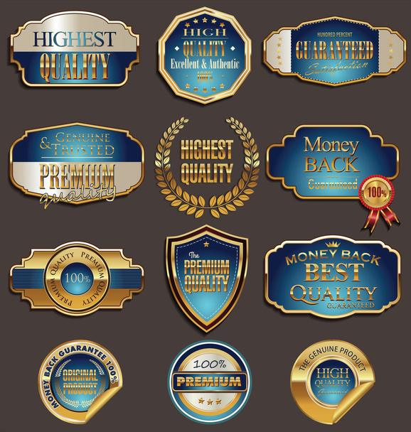 Set of premium golden labels - Вектор,изображение