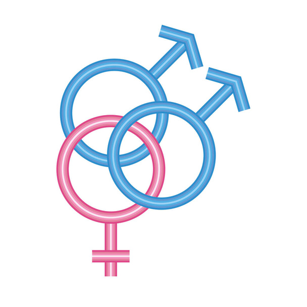 biseksüel sembol simgesi, neon biçimi - Vektör, Görsel