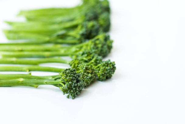 Fresh broccolini isolated on white background with copy space - Photo, Image