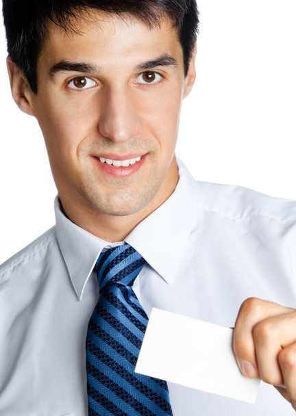 Businessman giving business card, isolated on white - Valokuva, kuva